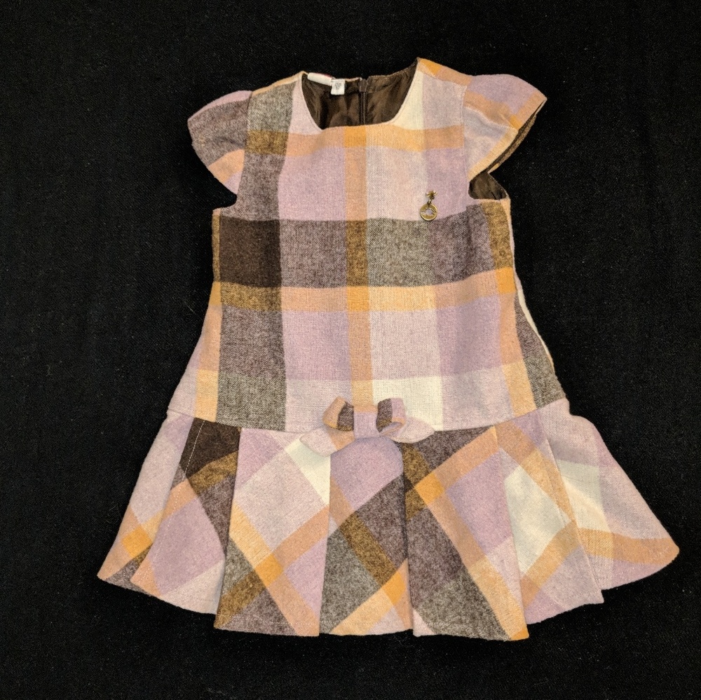 24m I DO by Miniconf Pink Plaid Cap Sleeve Dress Perfect Fall Dress